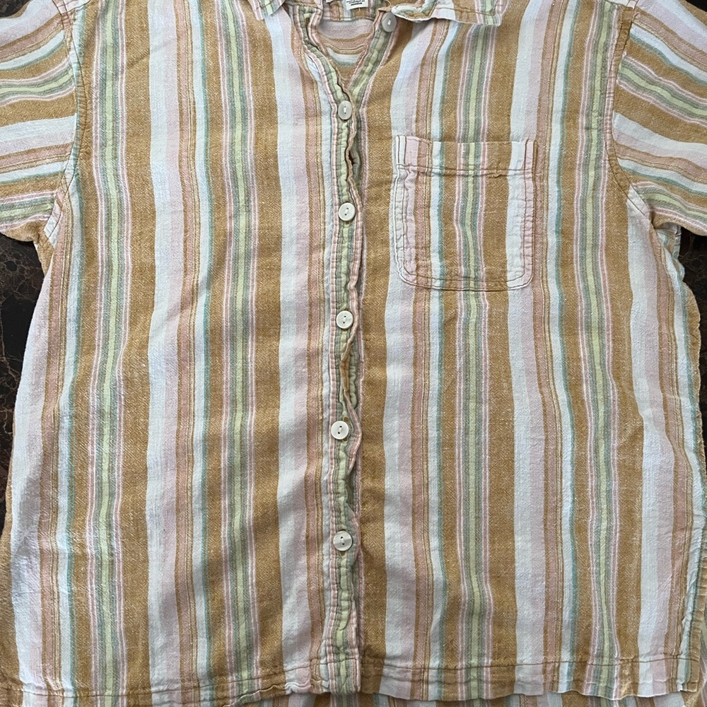 American Eagle Outfitters Pastel Striped Shirt Size M